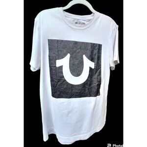 True Religion SS Foil Box Logo Crew T-Shirt White Size M